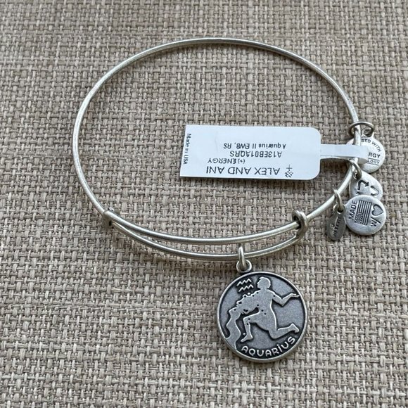 Alex And Ani Bracelet Zodiac AQUARIUS Silver Tone Wrist Band Size Adjustable $28 - Picture 11 of 11